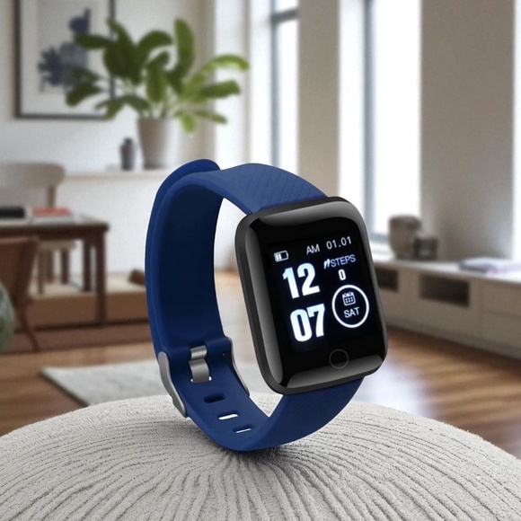 New Blue Smart Watch Fitness Tracker Call Messages Men Women Teen Girl - Picture 1 of 9